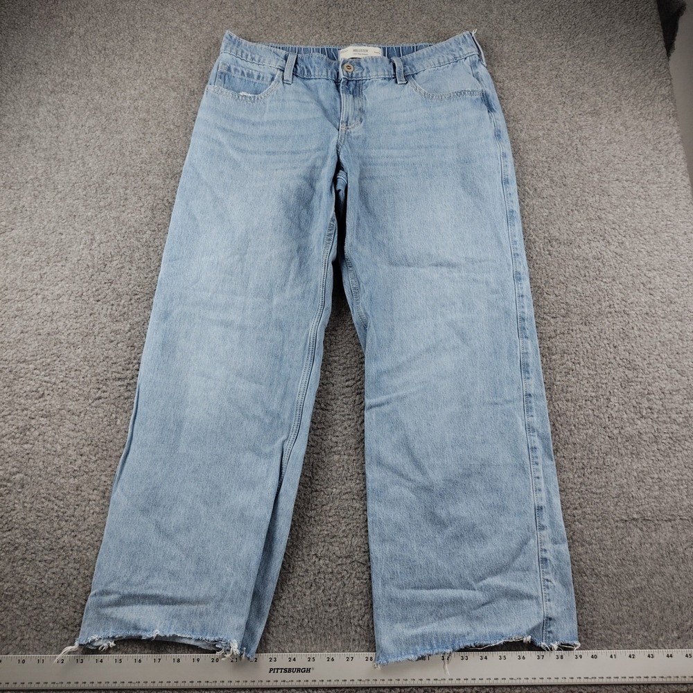 Hollister Jeans Sz Large Low Rise Baggy Light Blue 35x30 Y2K Style
